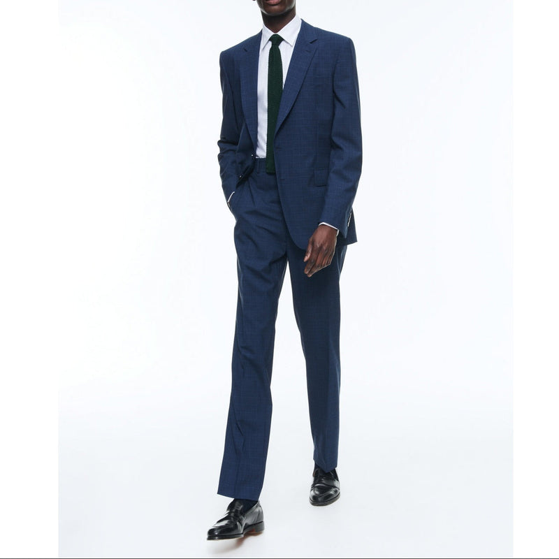 Traje de lona de lana Príncipe de Gales - Azul
