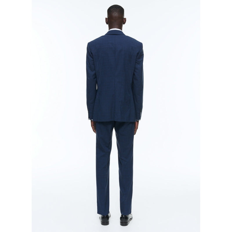 Traje de lona de lana Príncipe de Gales - Azul