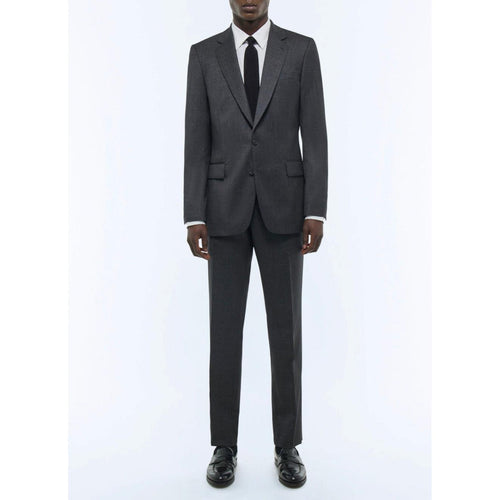 Costume 2 Pièces Ajusté En Laine Fil À Fil - Anthracite - Homme