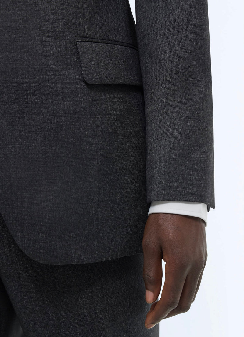 Costume 2 Pièces Ajusté En Laine Fil À Fil - Anthracite - Homme