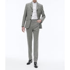 Fursac - Traje Ajustado de 3 Botones - Gris - Cuadros Vichy
