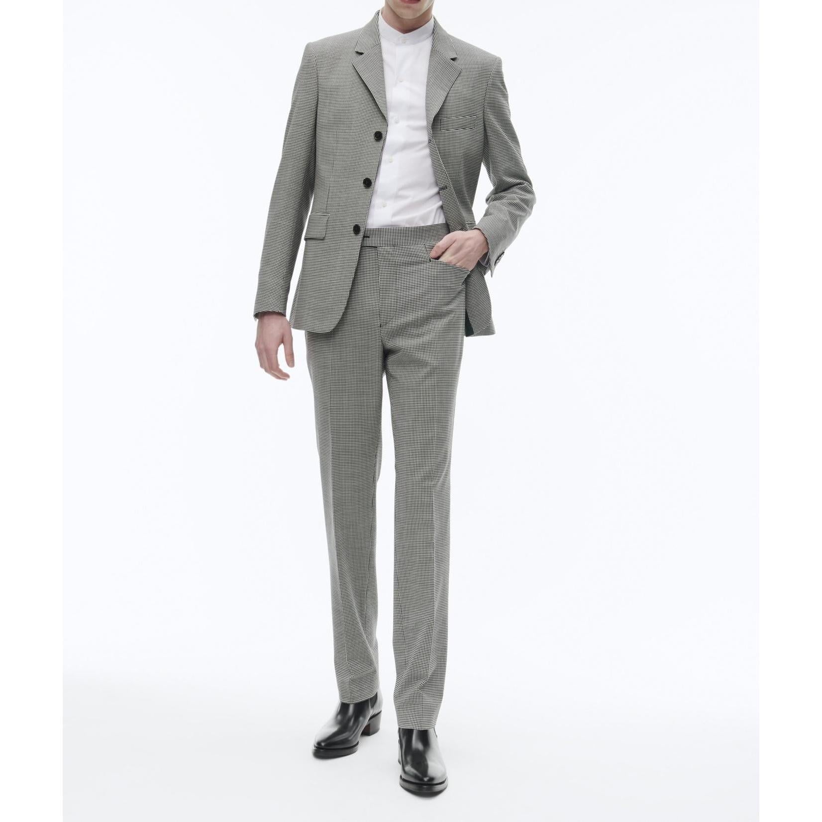 Fursac - Traje Ajustado de 3 Botones - Gris - Cuadros Vichy
