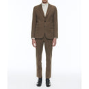 Costume Droit En Laine Et Coton - Tabac - Motif Chevrons Fondu