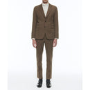 Straight Wool And Cotton Suit - Tobacco - Fade Herringbone Pattern