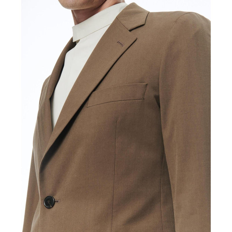 Costume Droit En Laine Et Coton - Tabac - Motif Chevrons Fondu