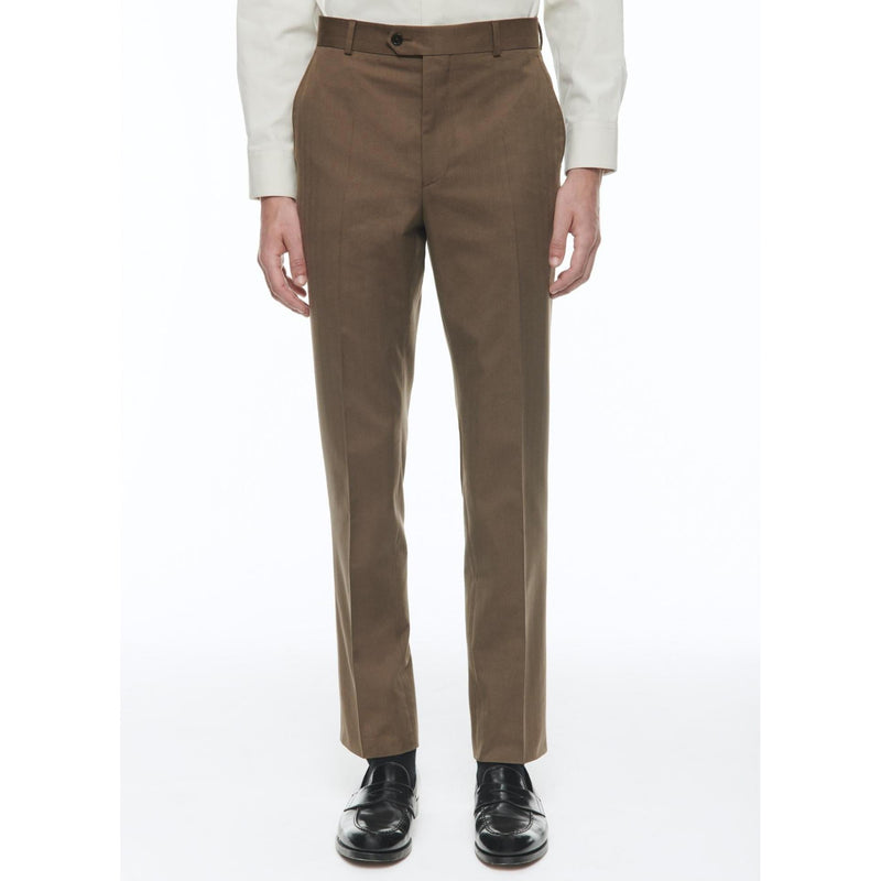 Costume Droit En Laine Et Coton - Tabac - Motif Chevrons Fondu