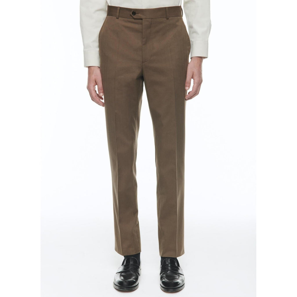Traje Recto De Lana Y Algodón - Tabaco - Diseño De Espiga Desvanecido