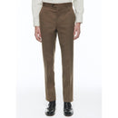 Straight Wool And Cotton Suit - Tobacco - Fade Herringbone Pattern