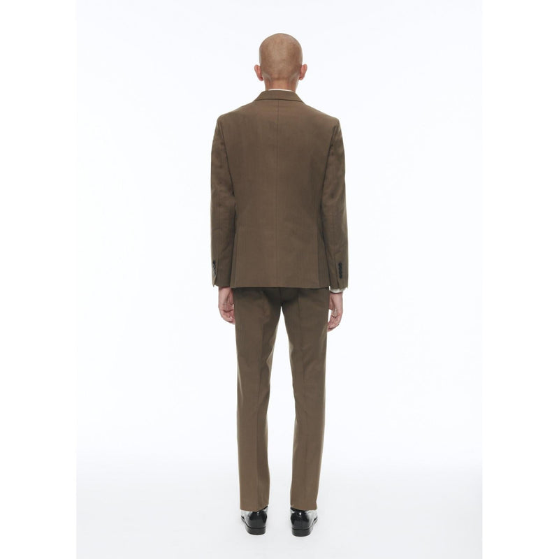 Straight Wool And Cotton Suit - Tobacco - Fade Herringbone Pattern