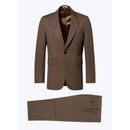 Costume Droit En Laine Et Coton - Tabac - Motif Chevrons Fondu