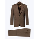 Straight Wool And Cotton Suit - Tobacco - Fade Herringbone Pattern