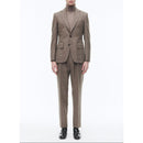 Costume 2 Pièces Ajusté En Flanelle De Laine - Chataigne