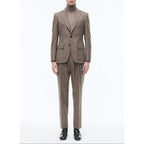 2-Piece Fitted Wool Flannel Suit - Chestnut
