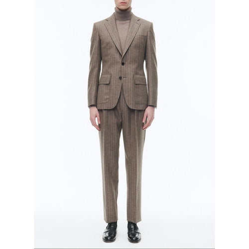 Costume 2 Pièces Ajusté En Flanelle De Laine - Chataigne