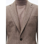 2-Piece Fitted Wool Flannel Suit - Chestnut