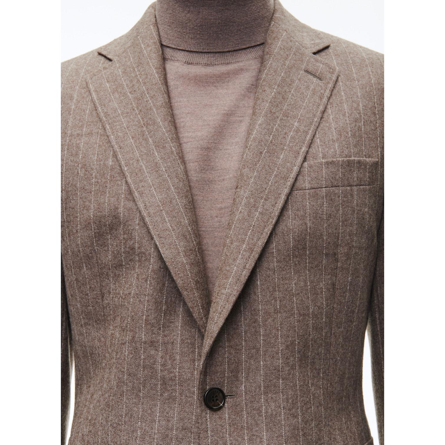 2-Piece Fitted Wool Flannel Suit - Chestnut
