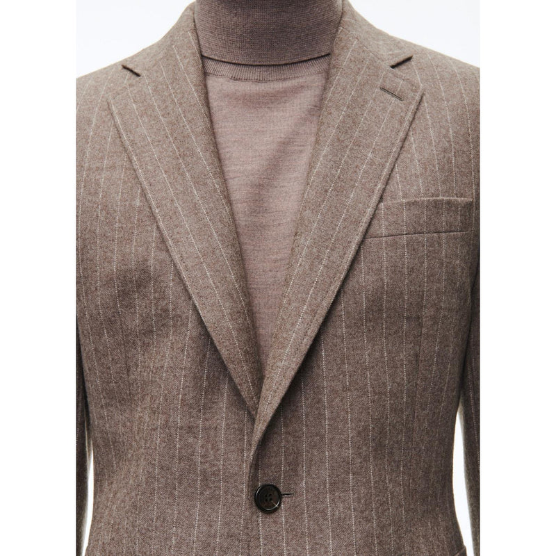 Costume 2 Pièces Ajusté En Flanelle De Laine - Chataigne