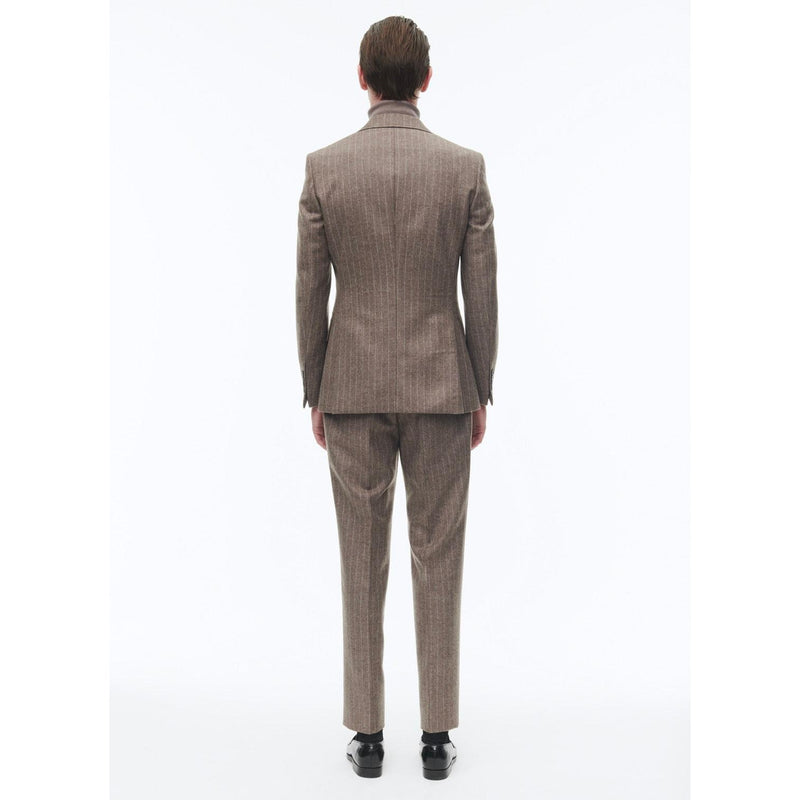 Costume 2 Pièces Ajusté En Flanelle De Laine - Chataigne