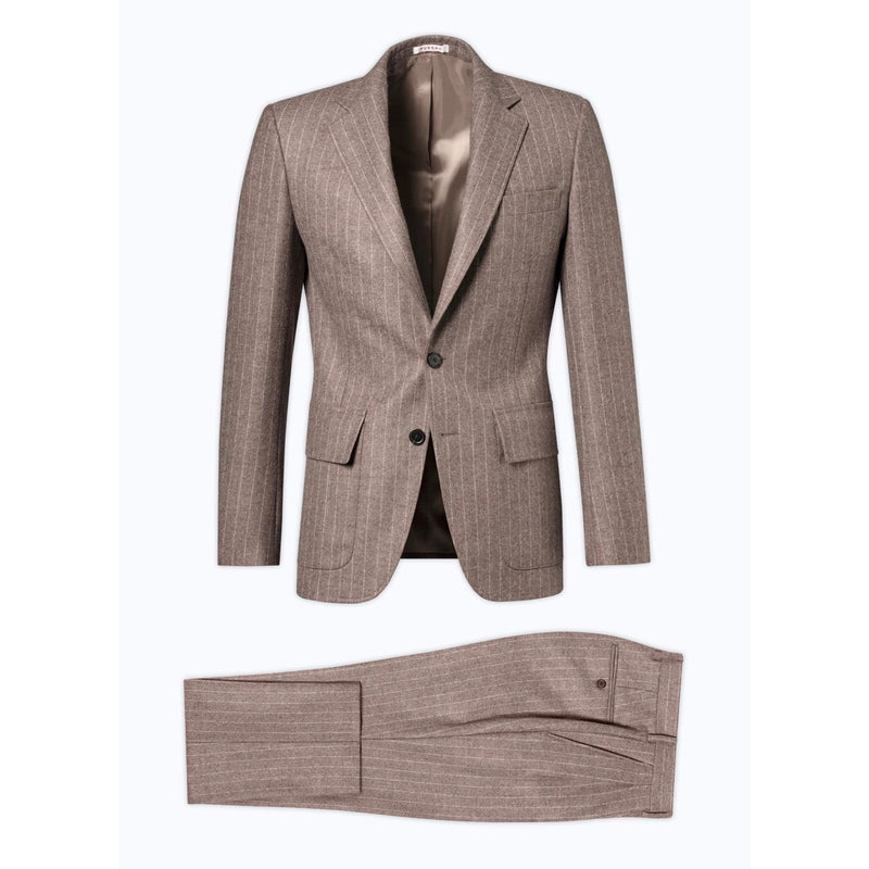 Costume 2 Pièces Ajusté En Flanelle De Laine - Chataigne