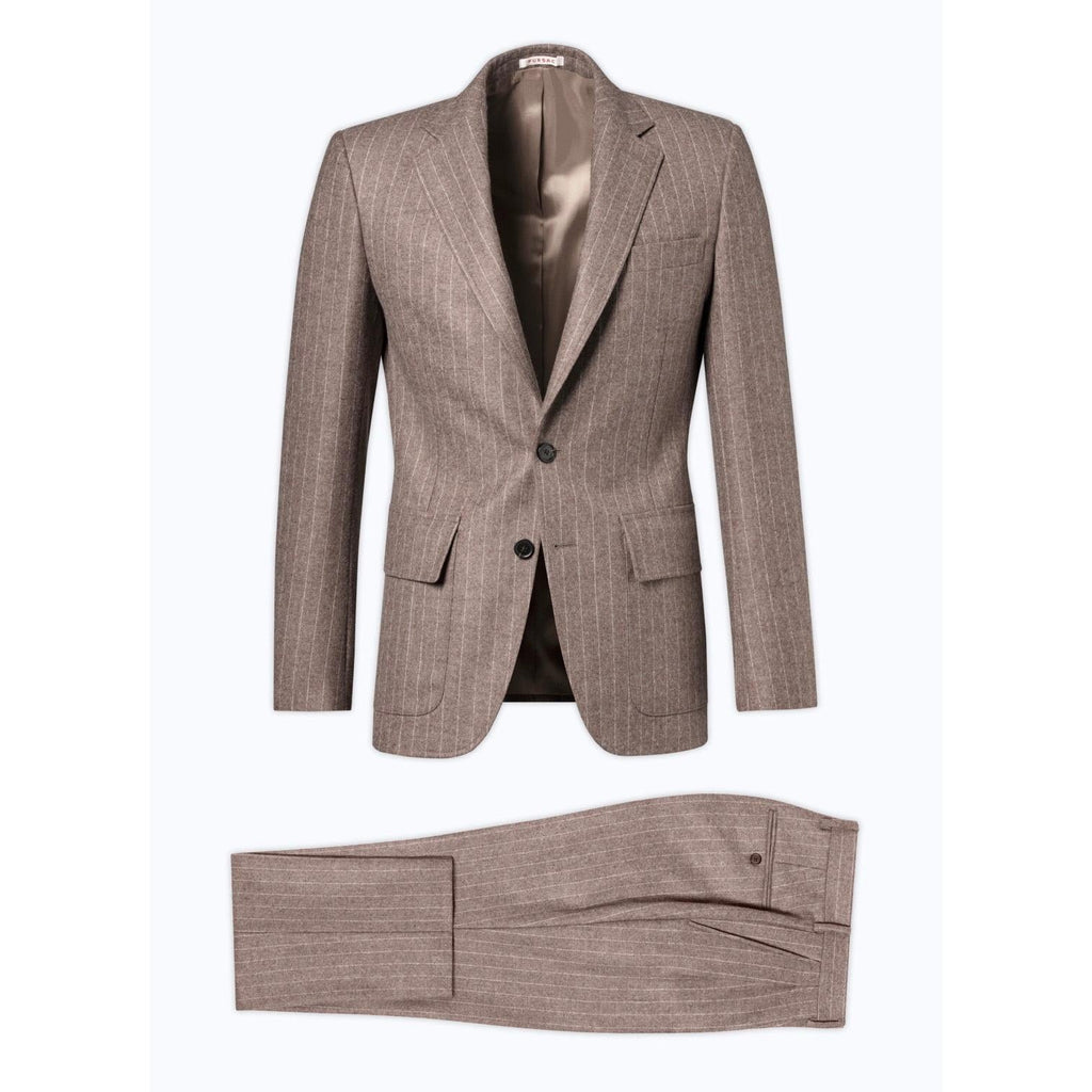 2-Piece Fitted Wool Flannel Suit - Chestnut