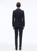 Fursac - Costume 2 Pièces Ajusté En Laine À Effet Jacquard - Marine - Homme