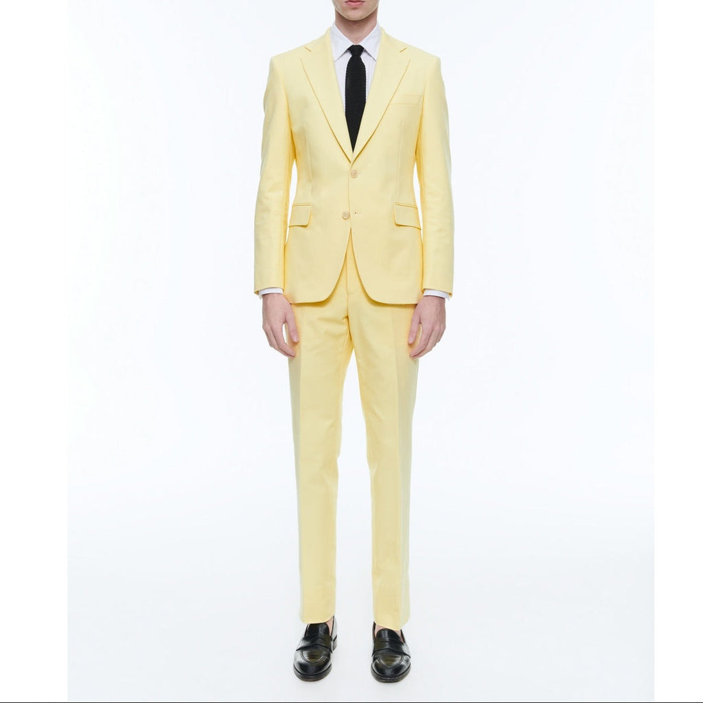 Fursac - Costume Ajusté En Toile De Coton - Jaune Pâle