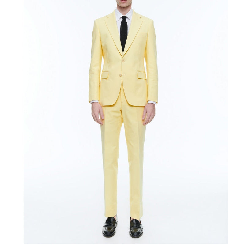 Traje de sastre en lona de algodón - Amarillo Pálido
