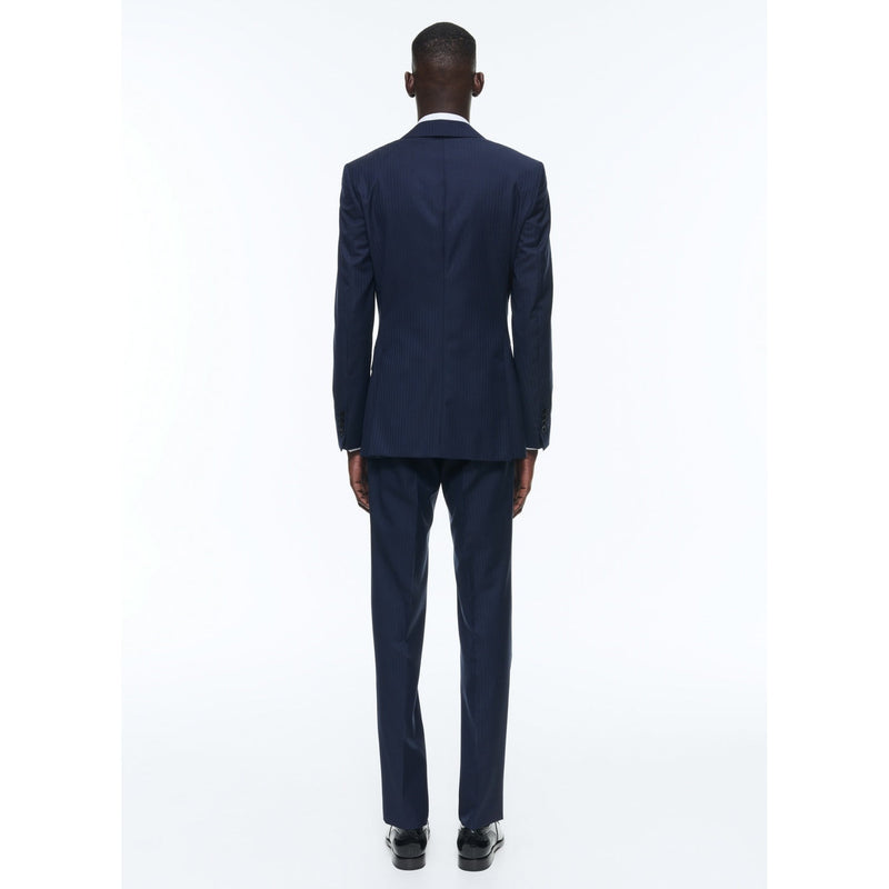 Traje de lana certificada a rayas - Azul