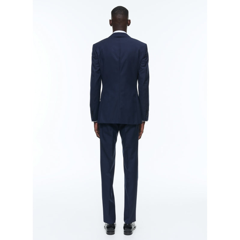 Costume En Laine Certifiée À Rayures - Bleu