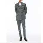 Virgin Wool Tailored Double-breasted Suit - Gray