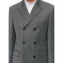 Costume Croisé Ajusté En Laine Vierge - Gris