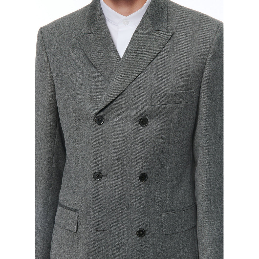 Virgin Wool Tailored Double-breasted Suit - Gray