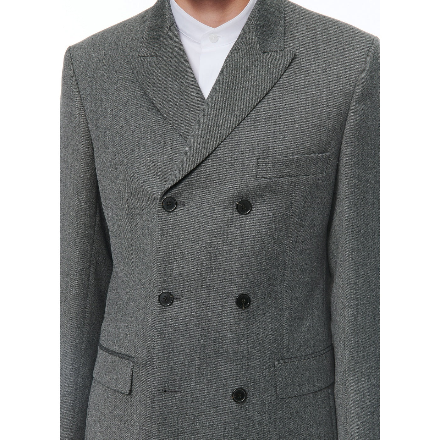 Virgin Wool Tailored Double-breasted Suit - Gray