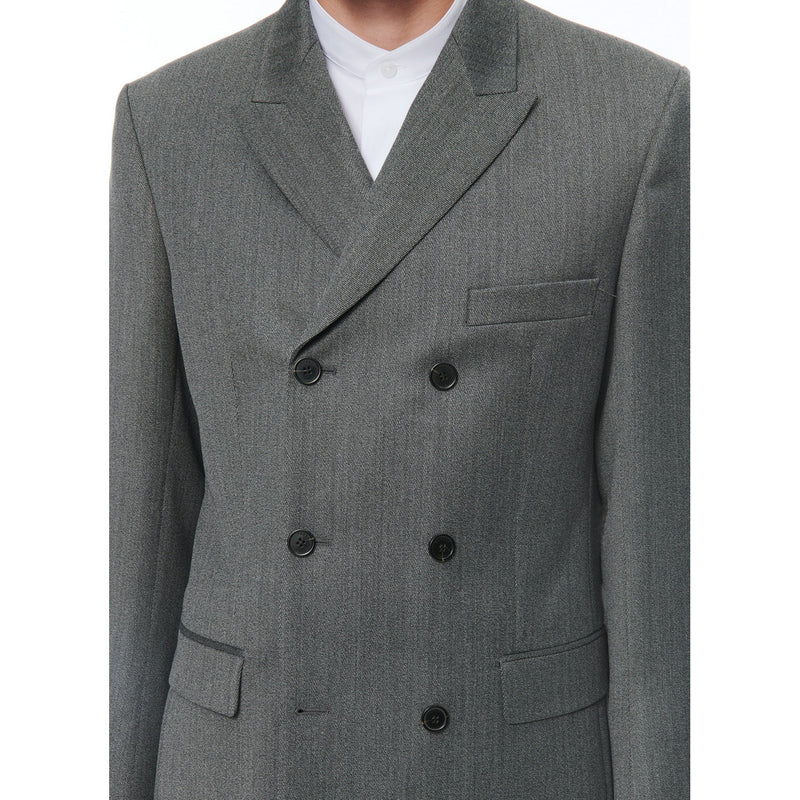 Traje sastre cruzado de lana virgen - Gris