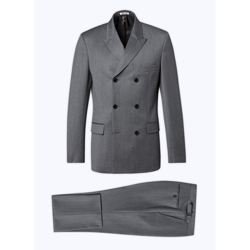 Costume Croisé Ajusté En Laine Vierge - Gris