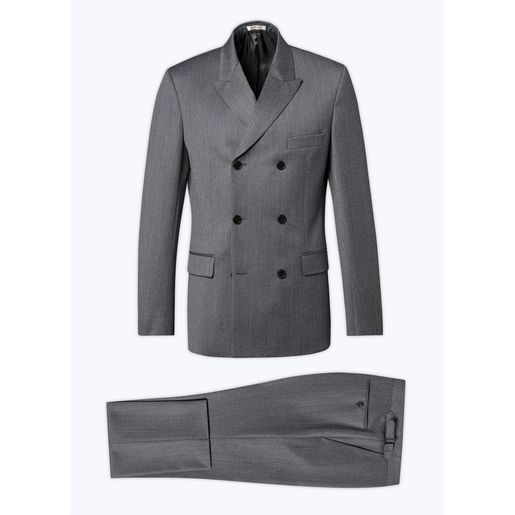 Virgin Wool Tailored Double-breasted Suit - Gray