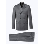 Virgin Wool Tailored Double-breasted Suit - Gray