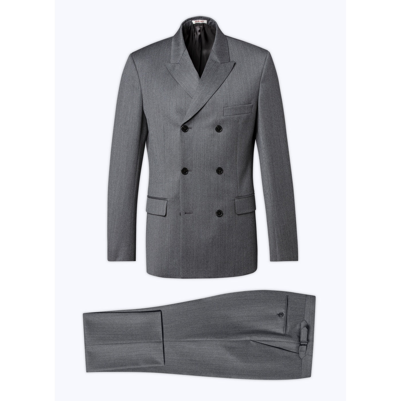 Virgin Wool Tailored Double-breasted Suit - Gray