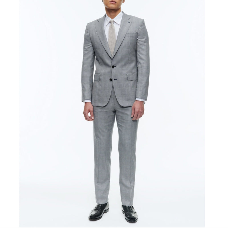 Traje Estampado De Lana Y Algodón - Gris Azul - Estampado Príncipe De Gales