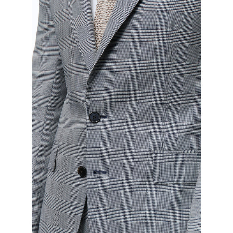 Traje Estampado De Lana Y Algodón - Gris Azul - Estampado Príncipe De Gales