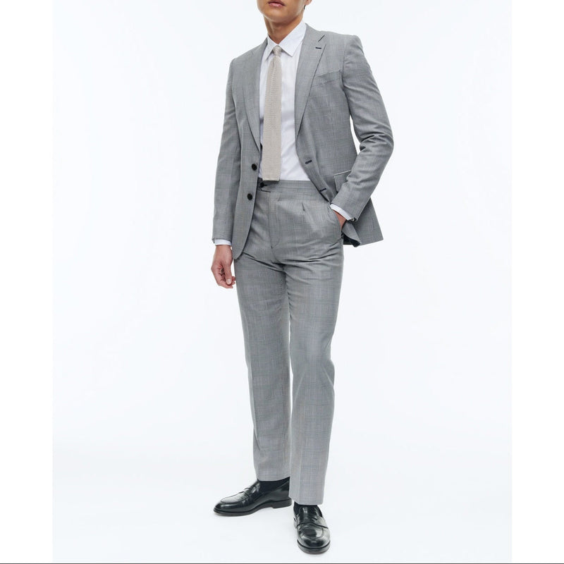 Traje Estampado De Lana Y Algodón - Gris Azul - Estampado Príncipe De Gales