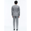 Costume En Laine Et Coton À Motif - Gris Bleu - Motif Prince De Galles