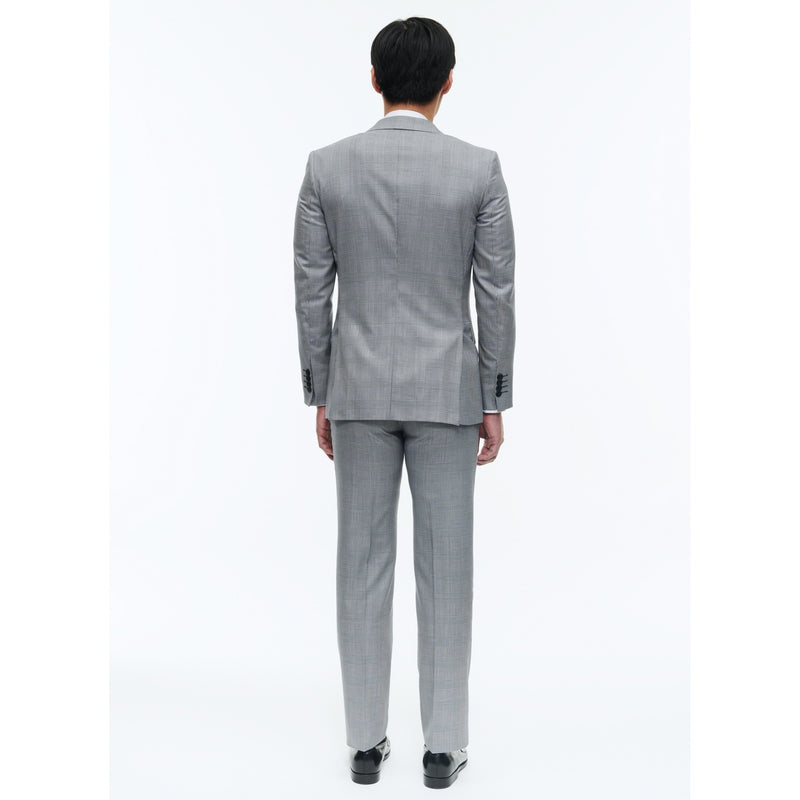 Costume En Laine Et Coton À Motif - Gris Bleu - Motif Prince De Galles