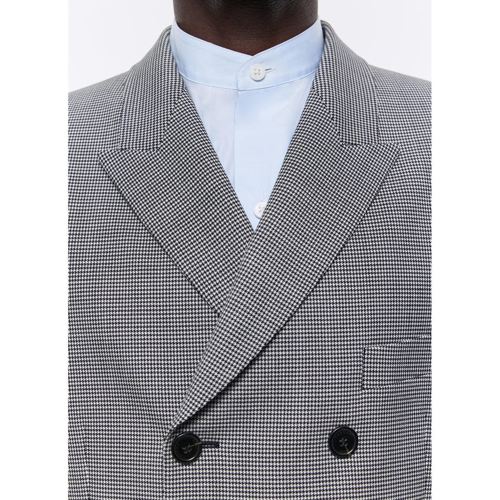 Wool Serge Double Breasted Suit - Gray - Houndstooth Pattern