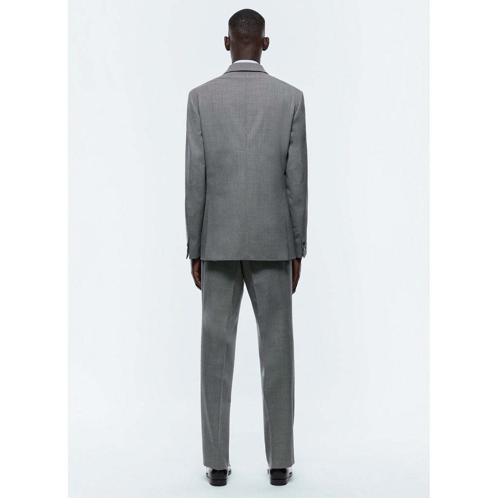 Wool Serge Double Breasted Suit - Gray - Houndstooth Pattern