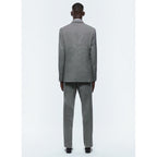 Wool Serge Double Breasted Suit - Gray - Houndstooth Pattern