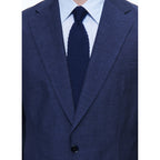 Straight Linen And Wool Suit - Medium Blue
