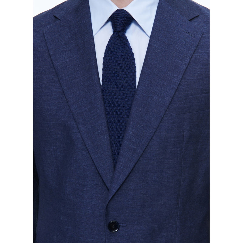 Traje recto de lino y lana - Azul Medio