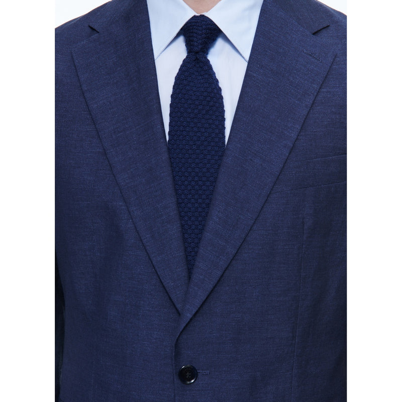 Costume Droit En Lin Et Laine - Bleu Moyen