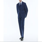 Straight Linen And Wool Suit - Medium Blue